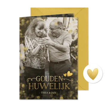 Huwelijksjubileum uitnodiging gouden huwelijk confetti
